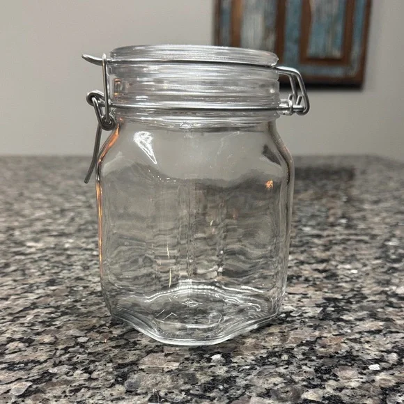 Bormioli Rocco Fido Case Clear 1L Glass Storage Jar with Secure Silver Lid NEW - Picture 2 of 12